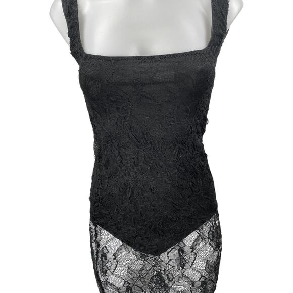 ASOS Black Floral Lace Sleeveless Cami Camisole Tank Maxi Bodycon Dress SIze 2 - Picture 3 of 4